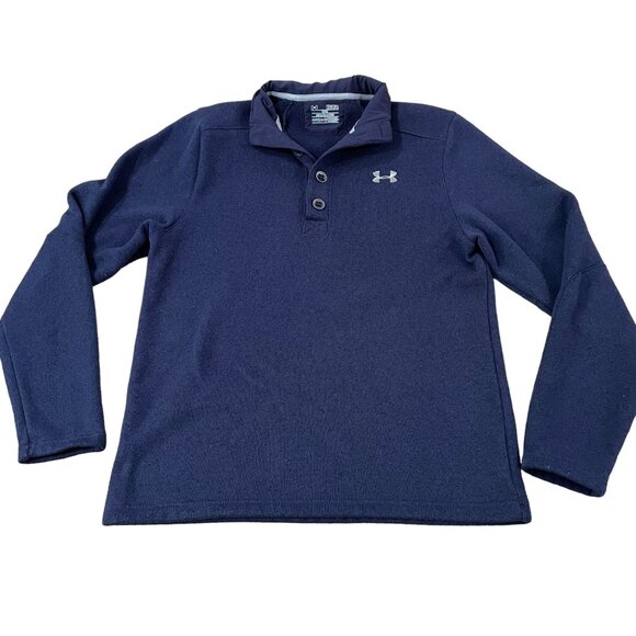 Under Armour Henley Sweater Men’s Size Medium Loose Fit Blue Coldgear - Picture 1 of 5